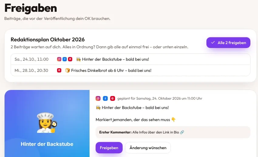Sendalo: client portal with approvals